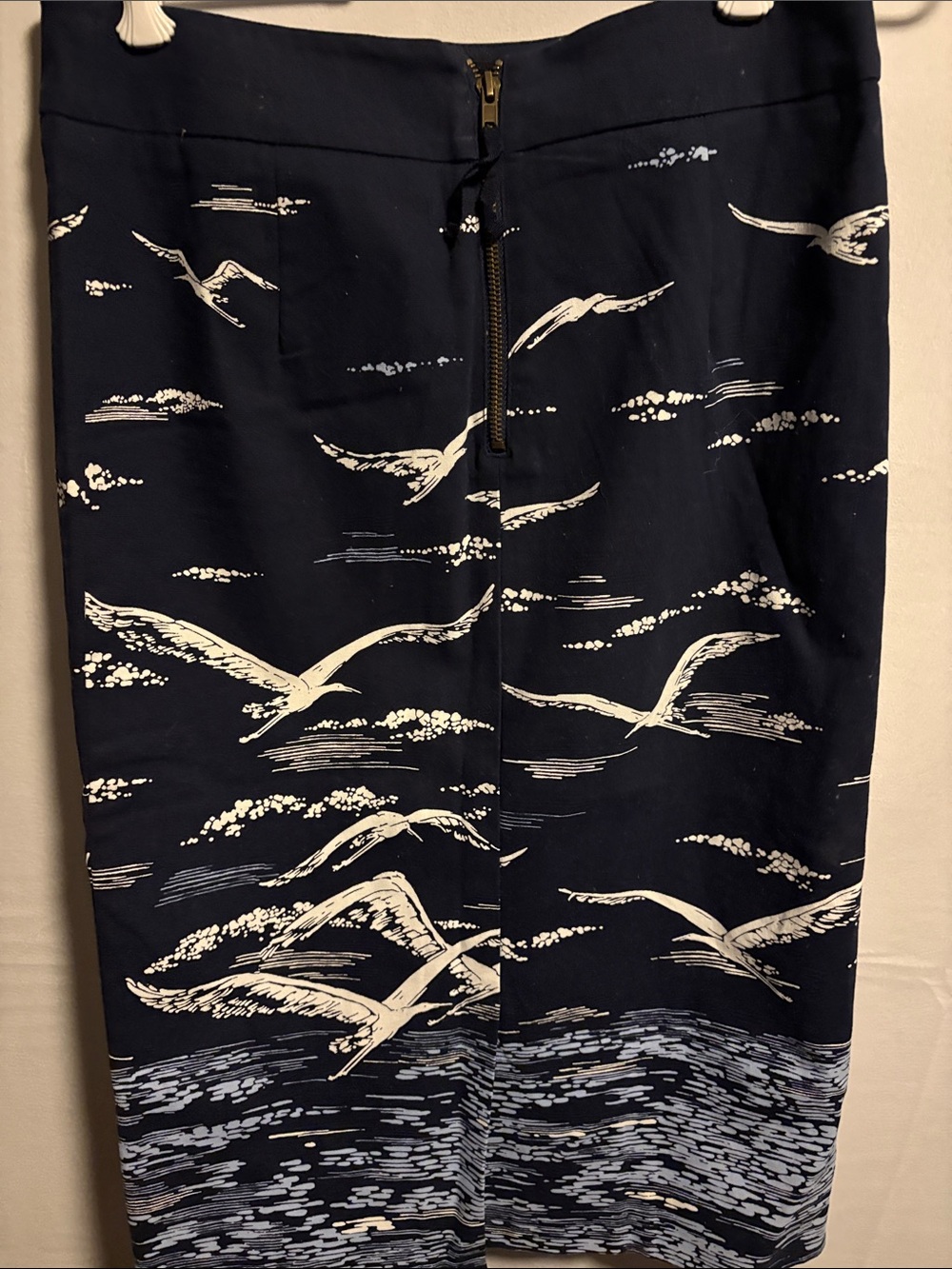 Maeve Navy and White Seagull-Print Pencil Skirt - Picture 5 of 11